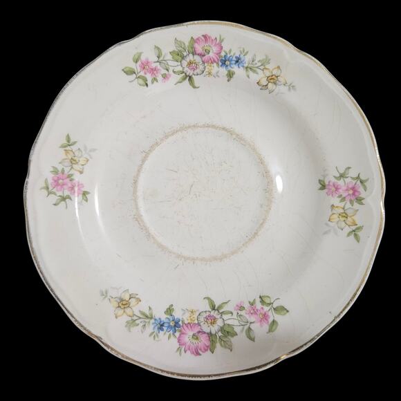 Vintage Edwin M. Knowles Tea Cup & Saucer Set Floral Pattern, Semi Vitreous USA - Picture 2 of 8